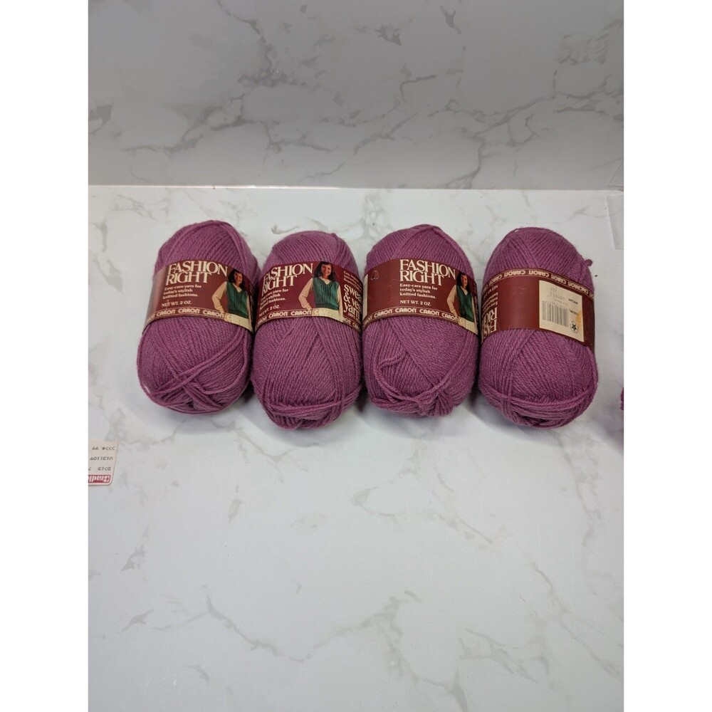 Caron Fashion Right Yarn Mauve 4 Skeins Lot VTG Acrylic 2oz Each Dye Lot 080911